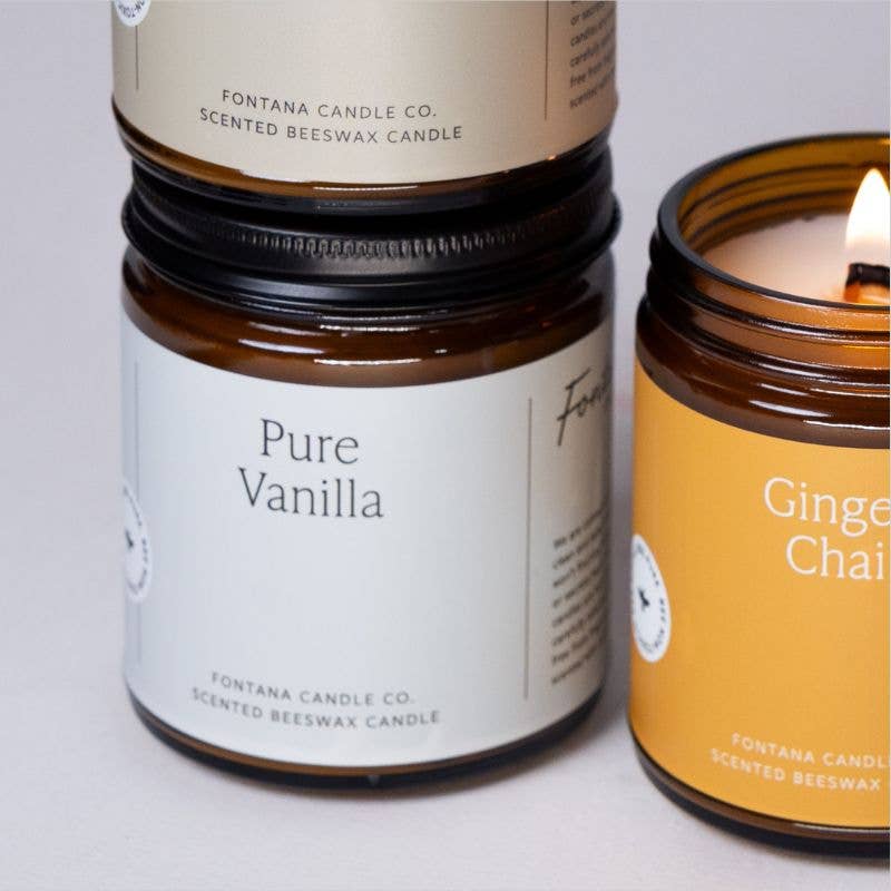 Pure Vanilla Essential Oil Beeswax Jar Candle: Non-Toxic