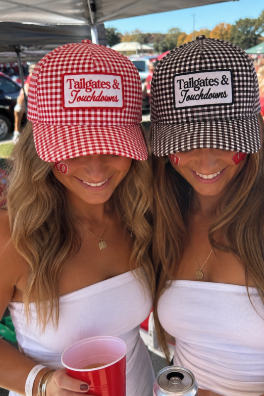 Tailgates & Touchdowns Gingham Trucker Hat