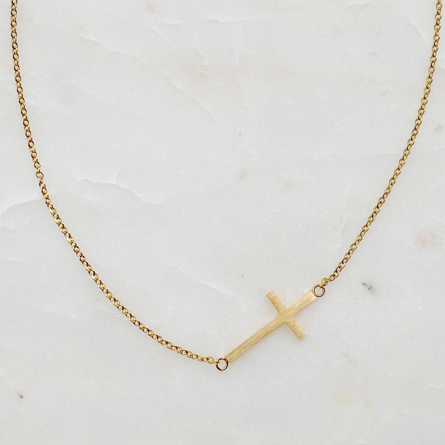 Side Cross Gold Necklace