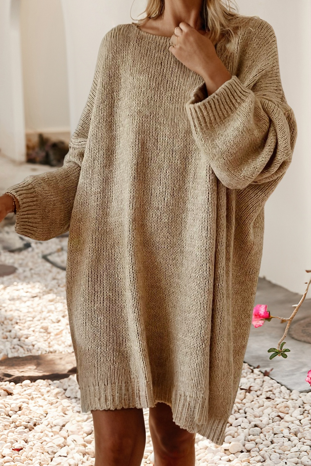 Drop Shoulder Slouchy Sweater Dress