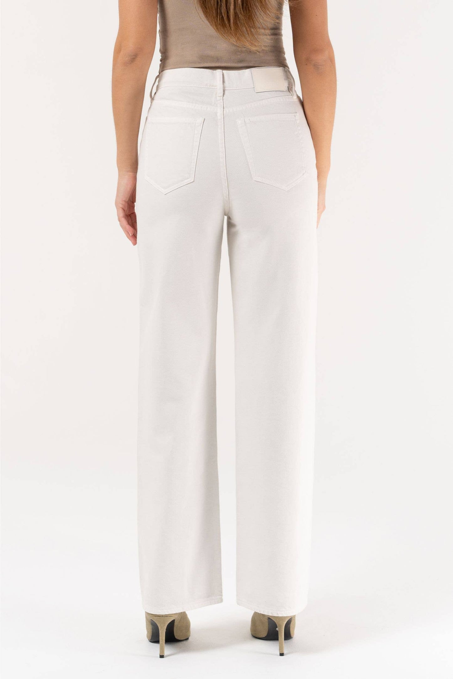 White Crossover Waistband Jeans