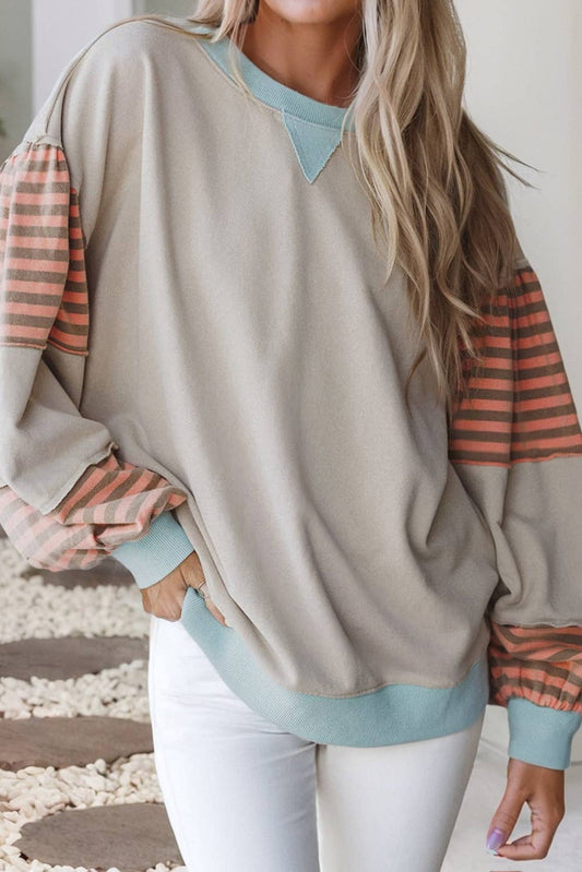 Striped Colorblock Oversized Shirt