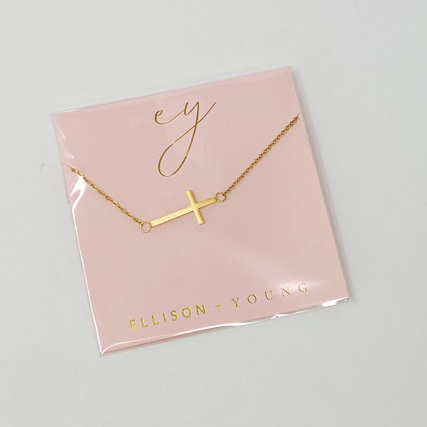Side Cross Gold Necklace
