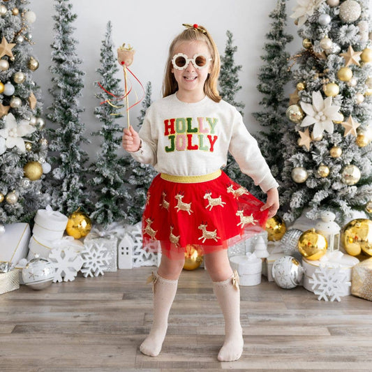 Reindeer Sequin Christmas Tutu Skirt