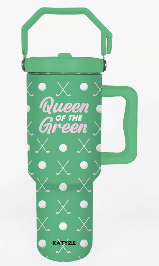 Queen of the Green Golf Tumbler with Handle: Green