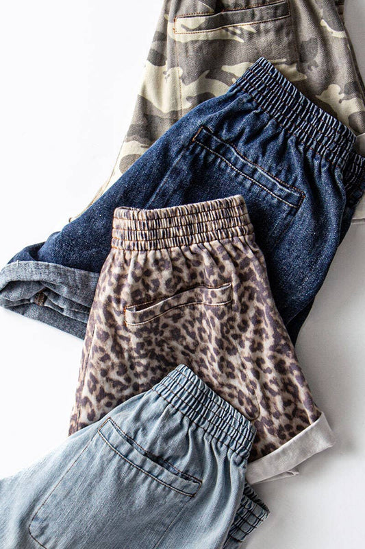 Leopard Cuffed Print Shorts