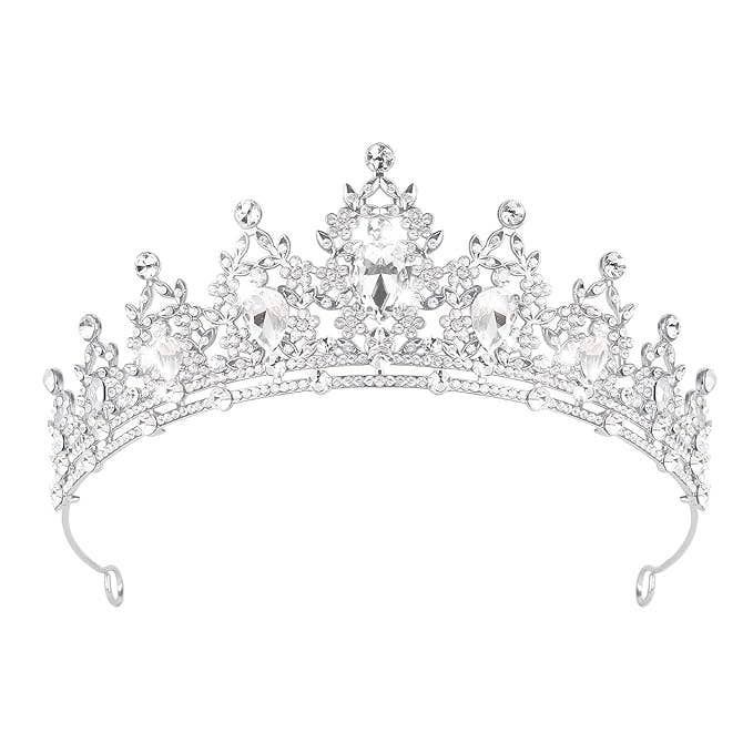 Silver Rhinestone Crown Tiara for Women