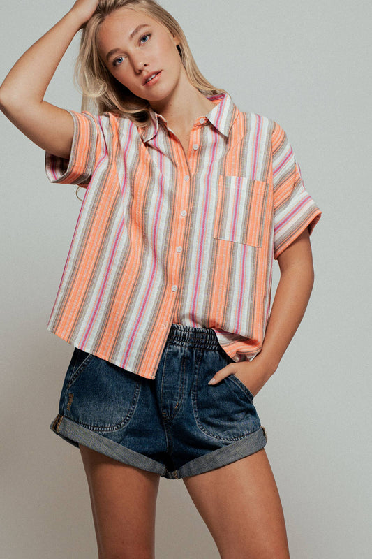Sunset Stripe Relaxed Button Front Shirt