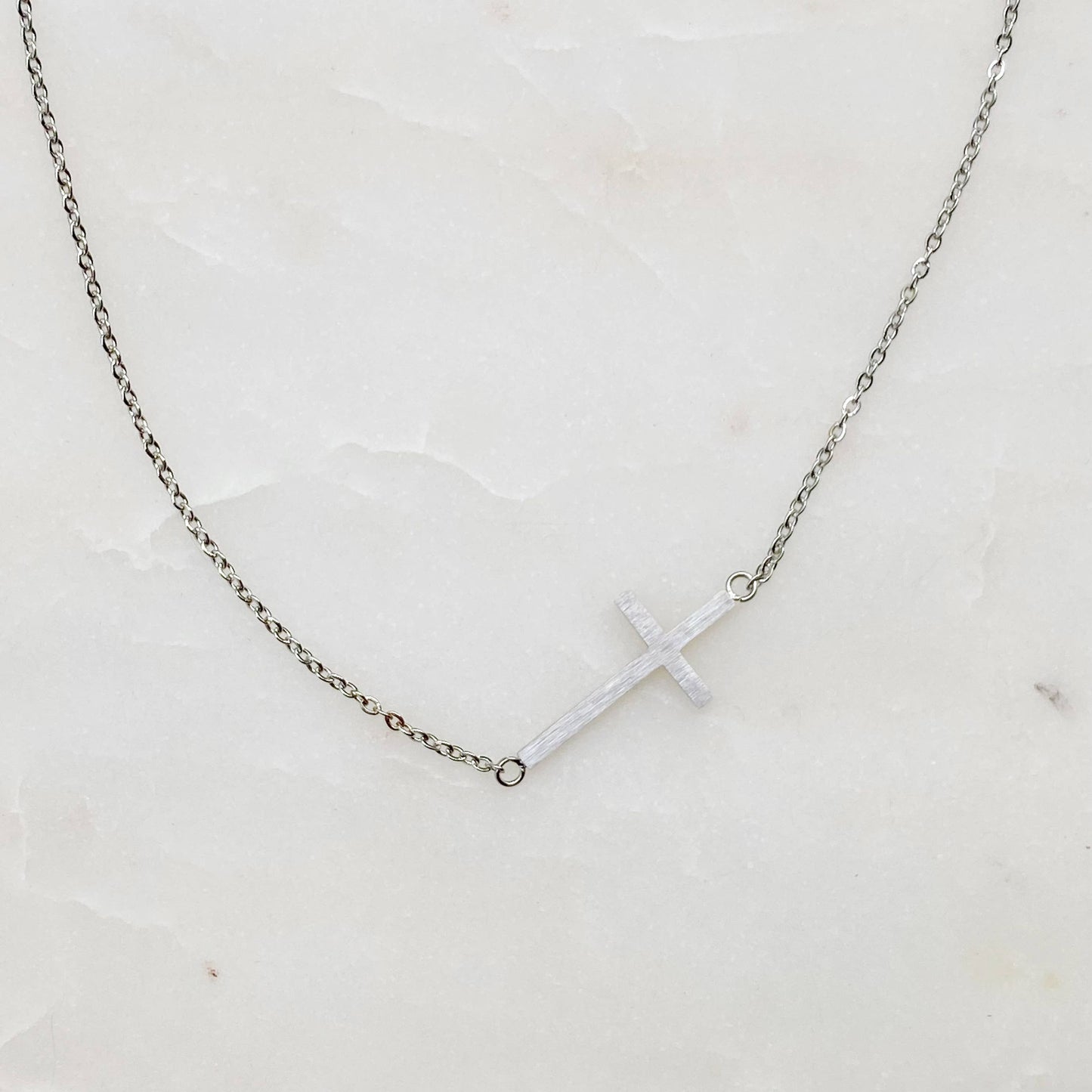 Side Cross Gold Necklace