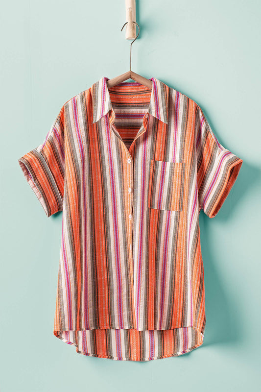 Sunset Stripe Relaxed Button Front Shirt