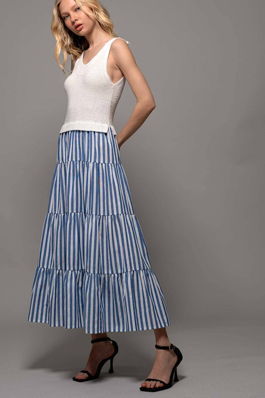 Striped Tiered Spring Maxi Dress