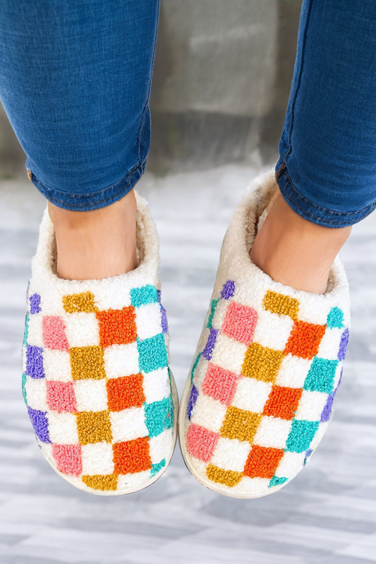 LDC Vibrant Checkered Plush Thermal Slippers
