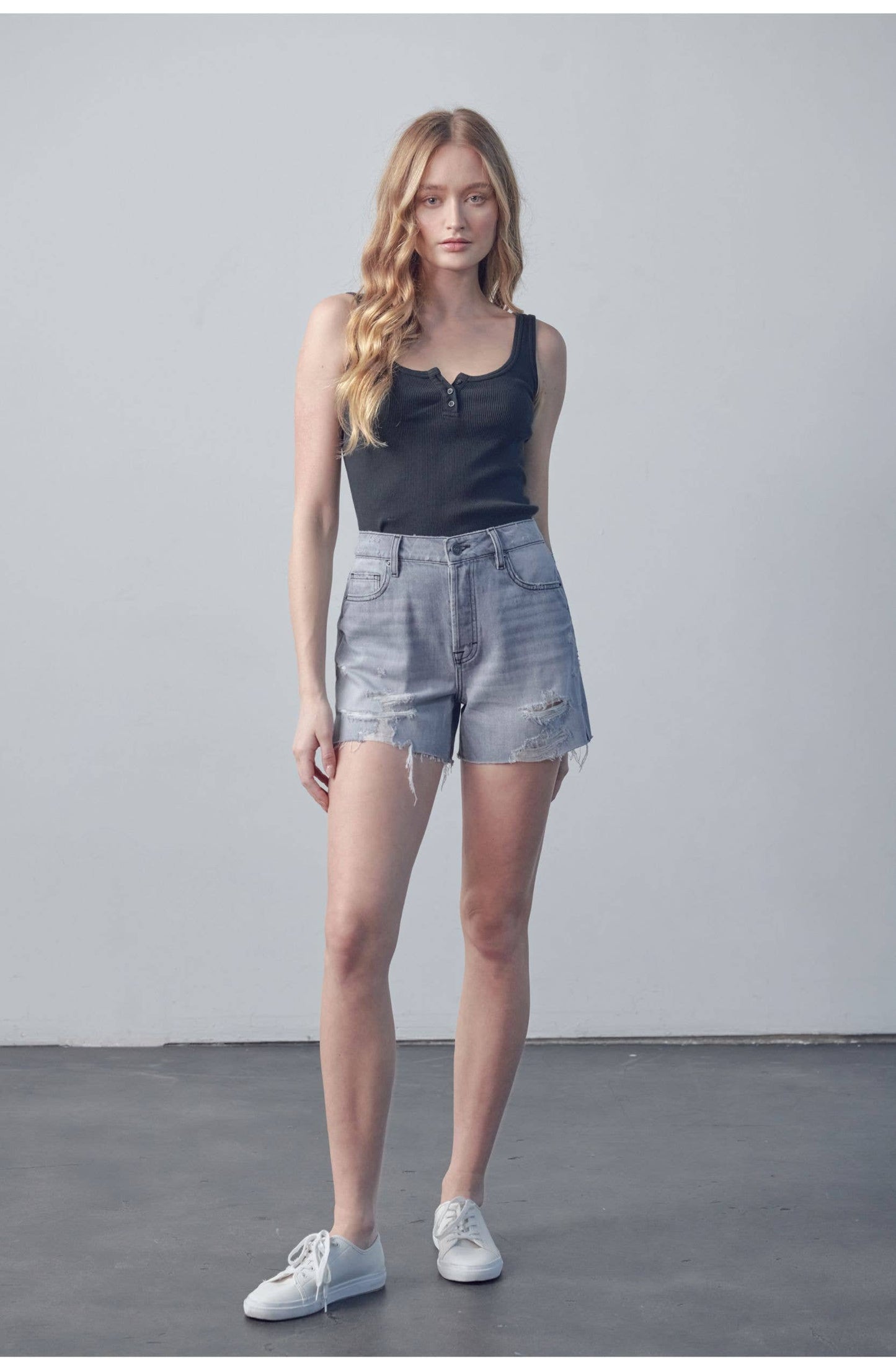 Classic Side Slit Denim Shorts