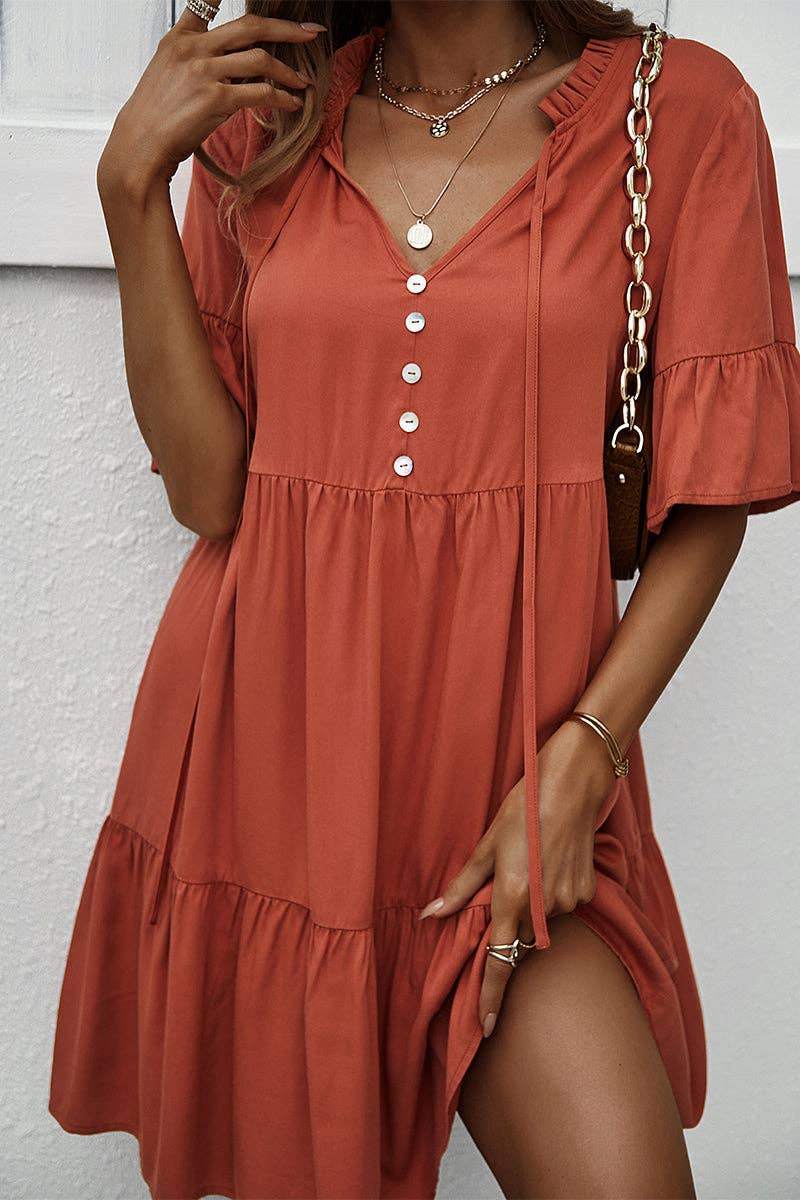 Burnt Orange Gameday Ruffle Dress