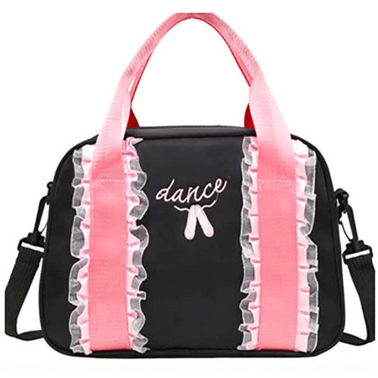 Black and Pink Ruffle Dance Bag