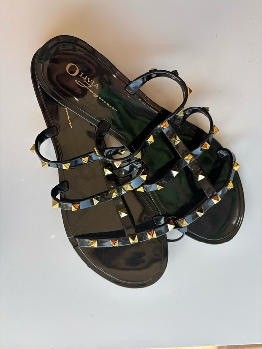 Black Jelly Studded Sandals