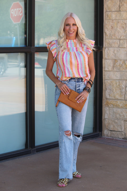 Medium Wash Distressed Dad Jeans