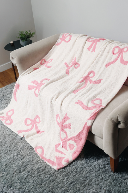 Pretty Bow Cozy Soft Throw Blanket