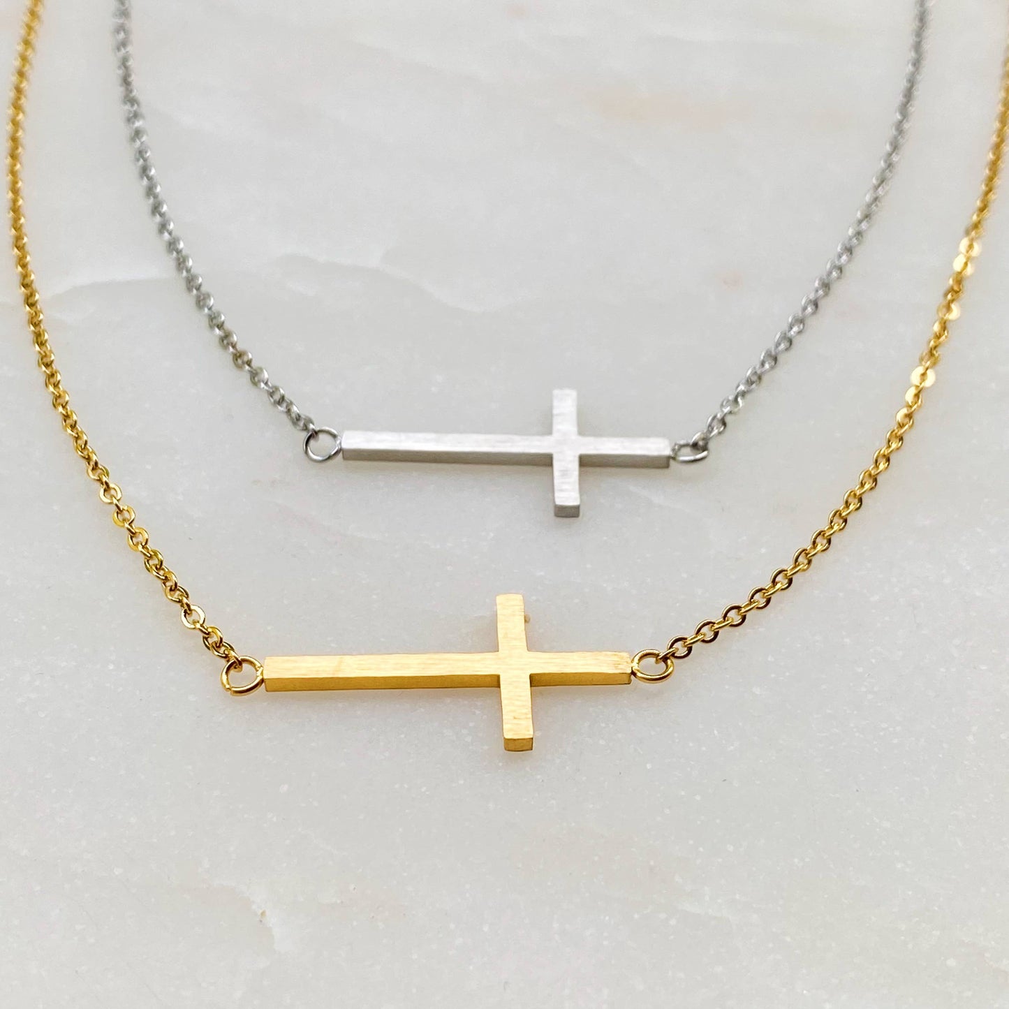 Side Cross Gold Necklace