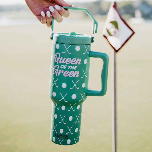 Queen of the Green Golf Tumbler with Handle: Green
