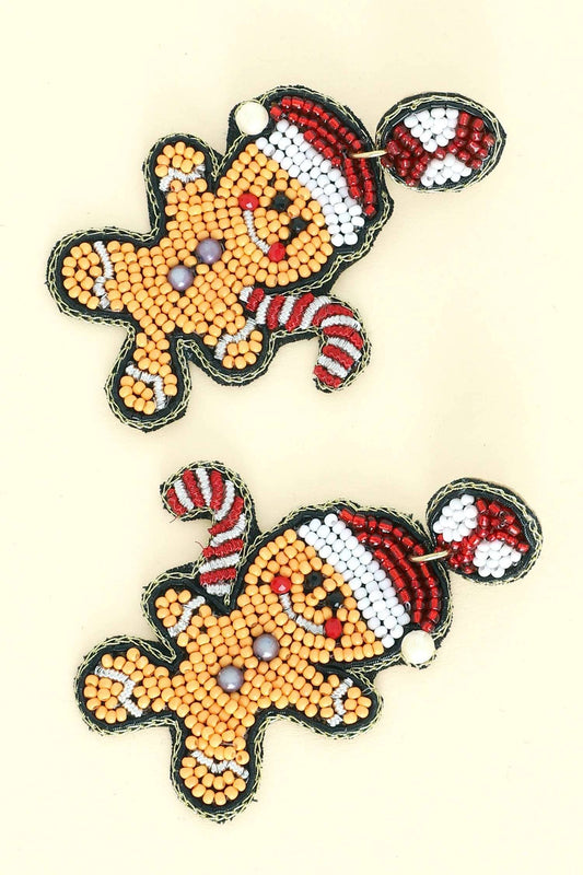 Santa Gingerbread Beaded Earrings