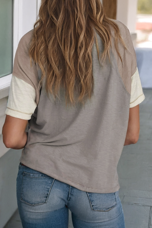 Fall Colorblock Loose Fit Tee