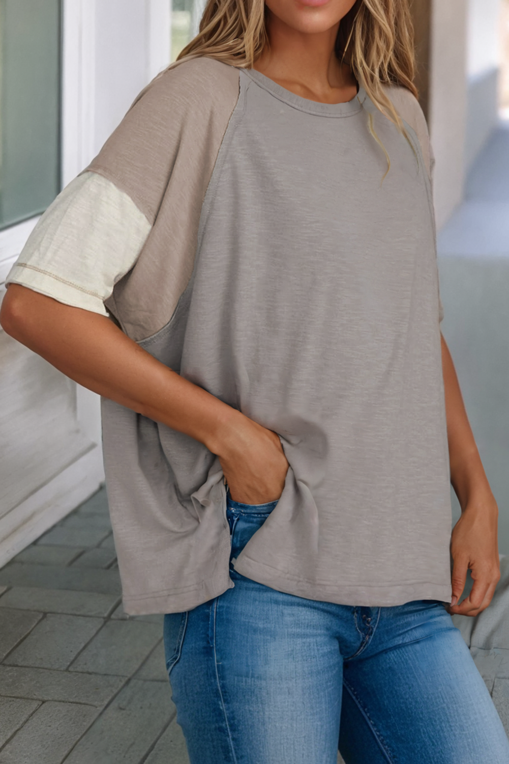 Fall Colorblock Loose Fit Tee