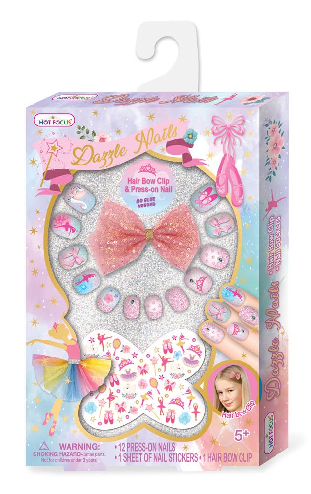 Dazzle Nails + Hair Bow/Nail Stickers