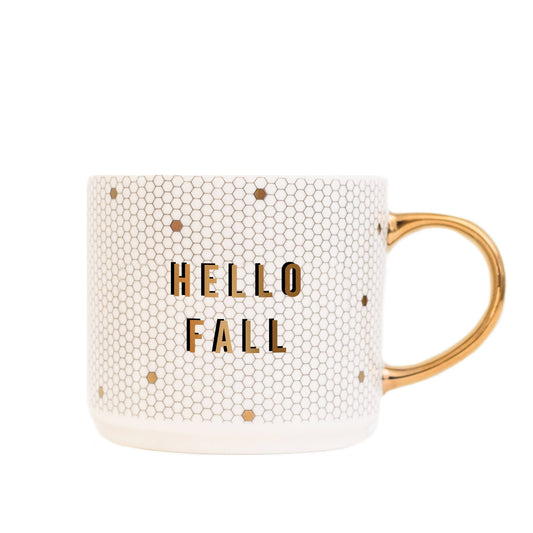 "Hello Fall" Gold Tile Coffee Mug