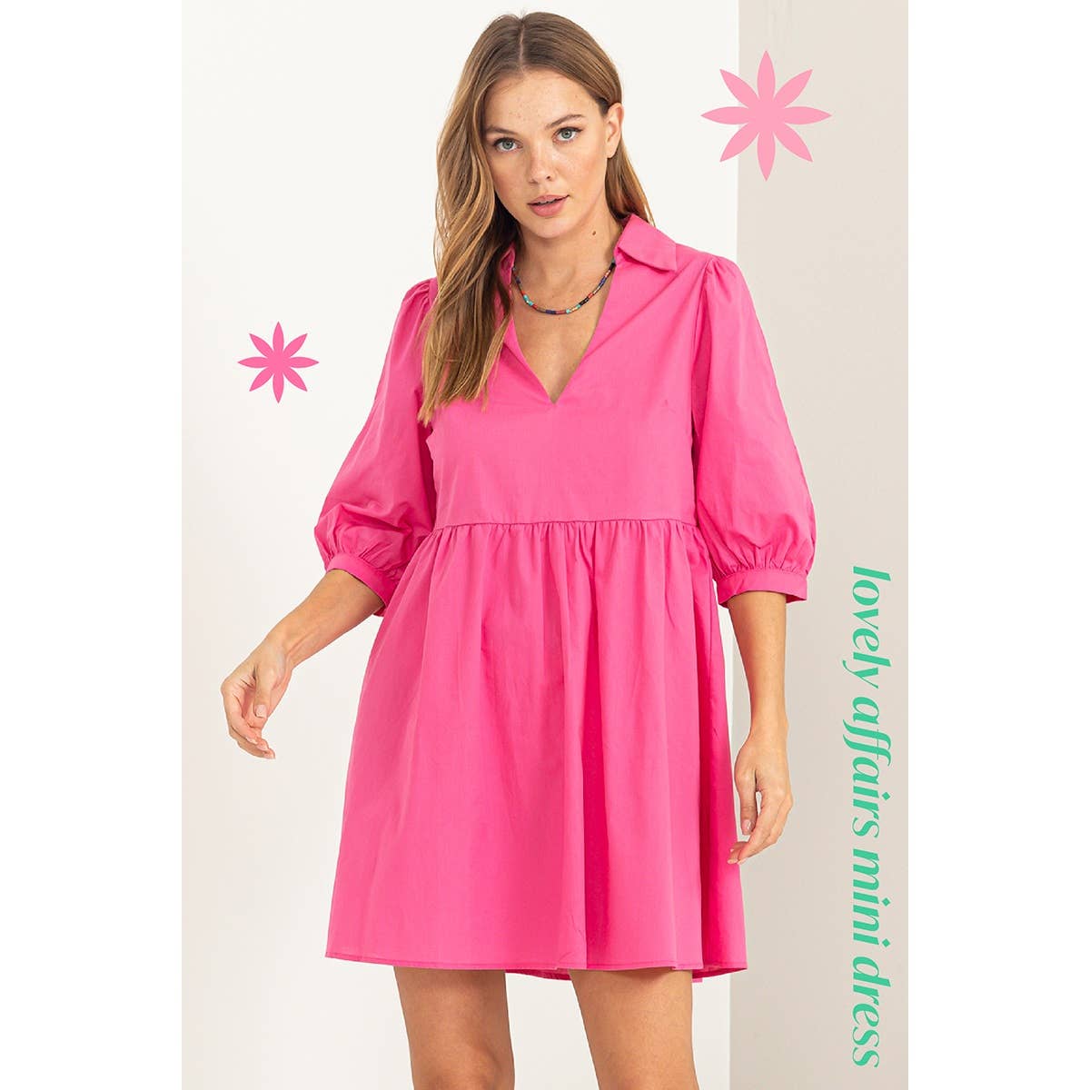 Pink Puffy sleeve dress *FINAL SALE*