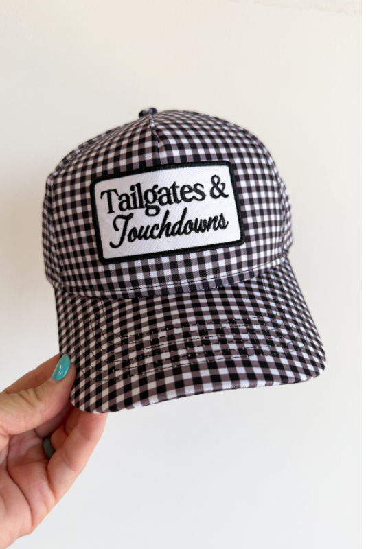 Tailgates & Touchdowns Gingham Trucker Hat