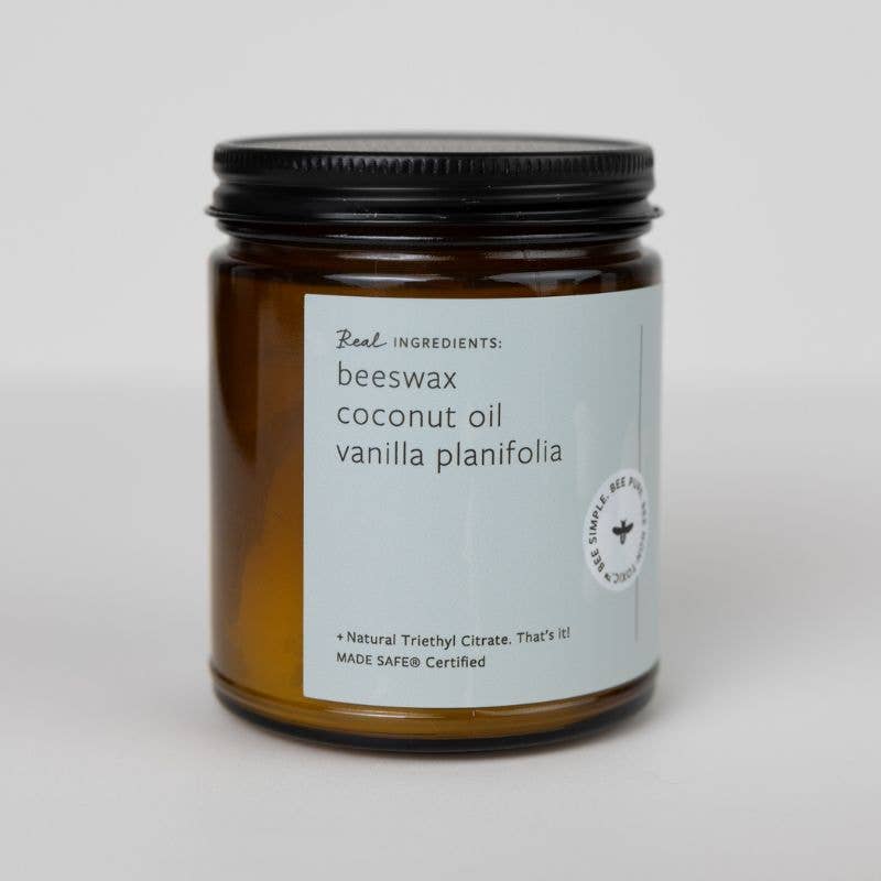 Pure Vanilla Essential Oil Beeswax Jar Candle: Non-Toxic