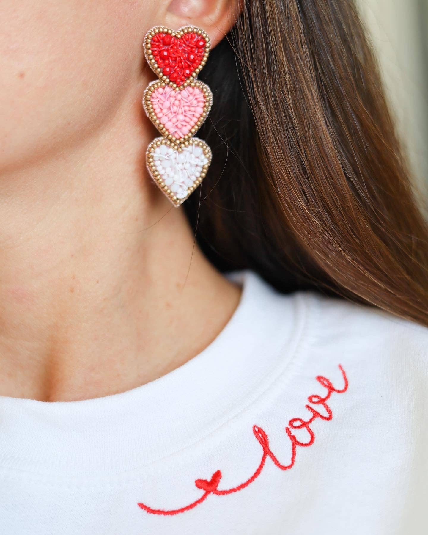 Triple Heart Valentines Earrings