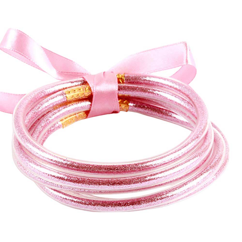 5PCS Glitter Jelly Tube Bangle Bracelets