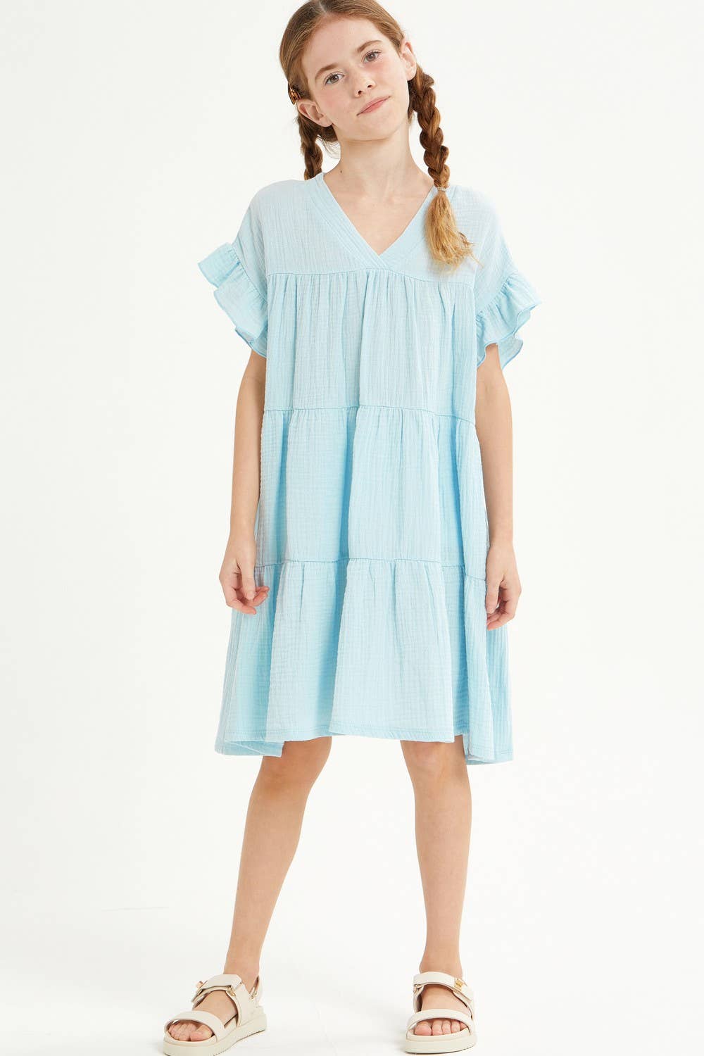 Light Blue Ruffle  Dress