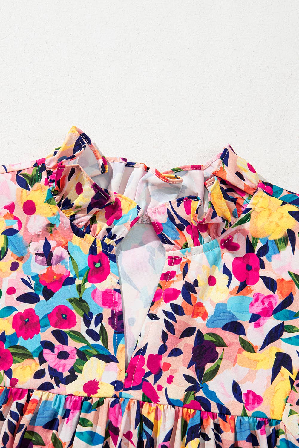 Floral Puff Sleeve V Neck Dress