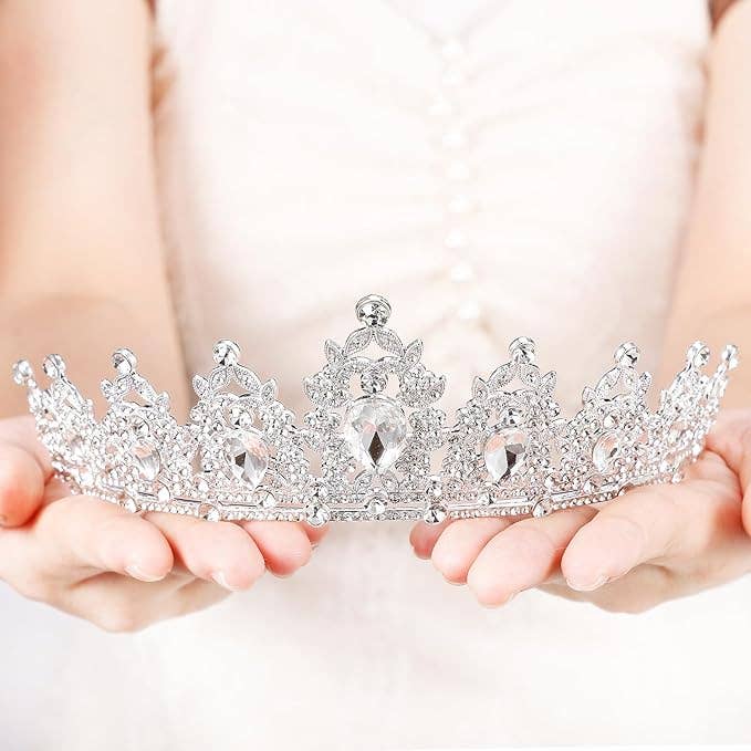 Silver Rhinestone Crown Tiara for Women