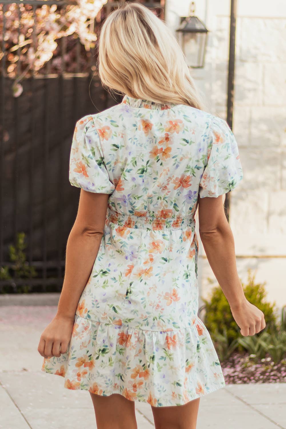 Floral Puff Sleeve Mini Dress