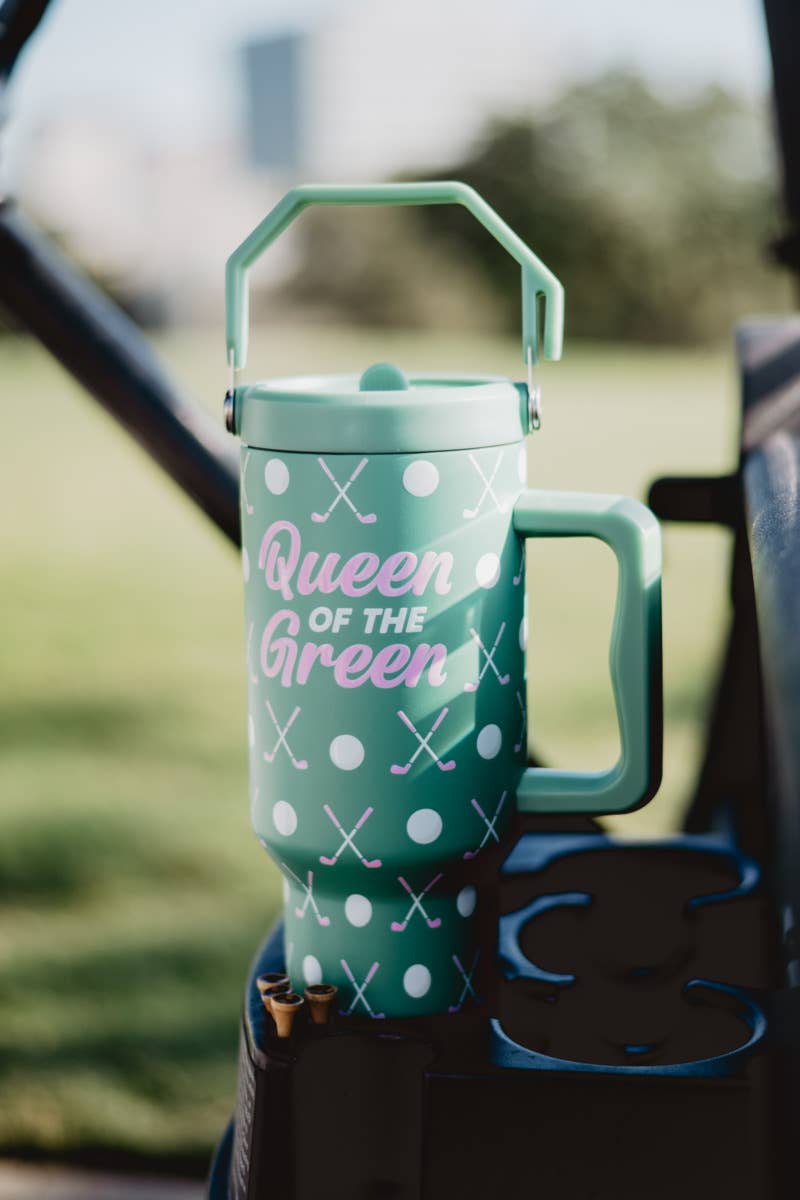 Queen of the Green Golf Tumbler with Handle: Green
