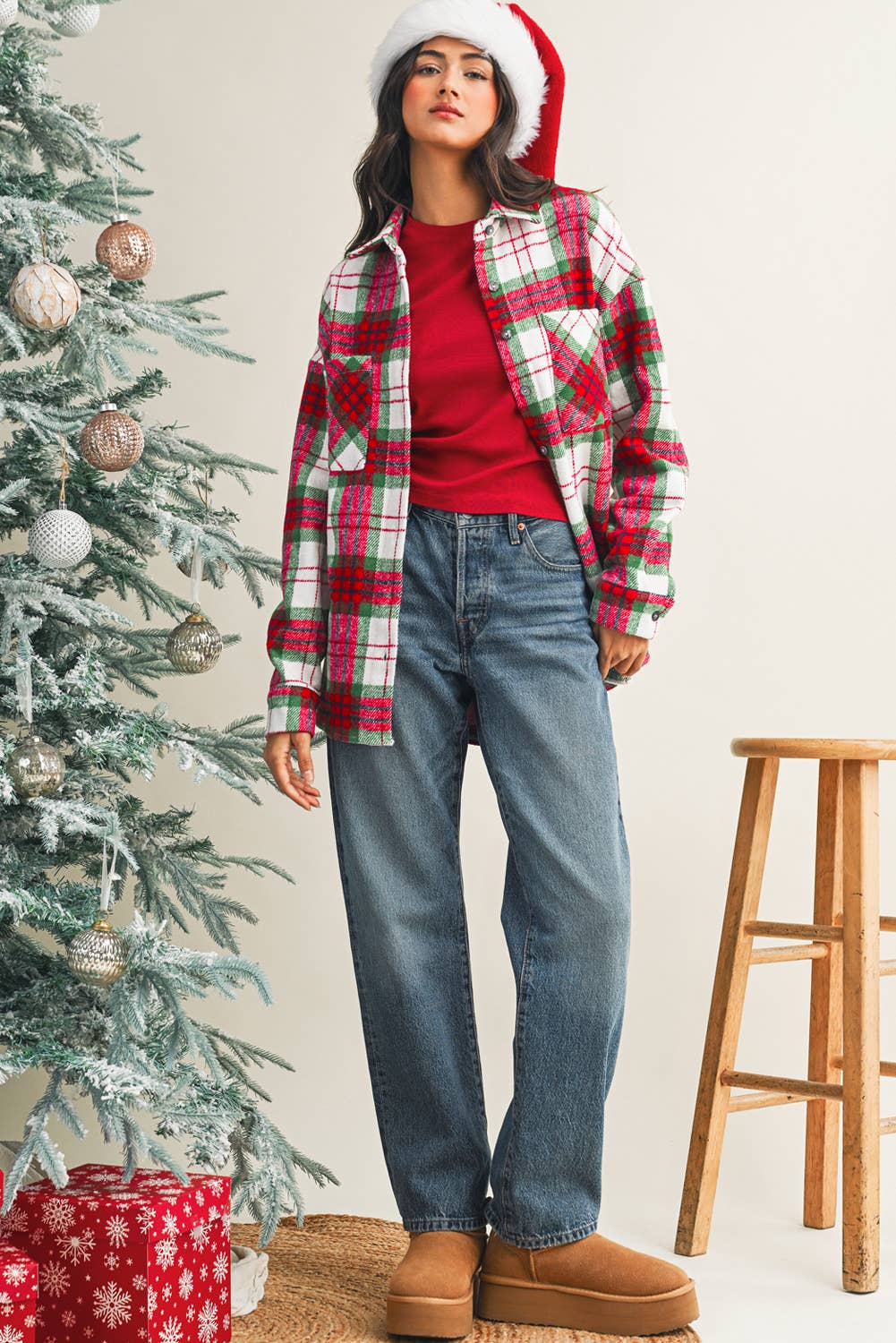 Christmas Plaid Flannel Shacket
