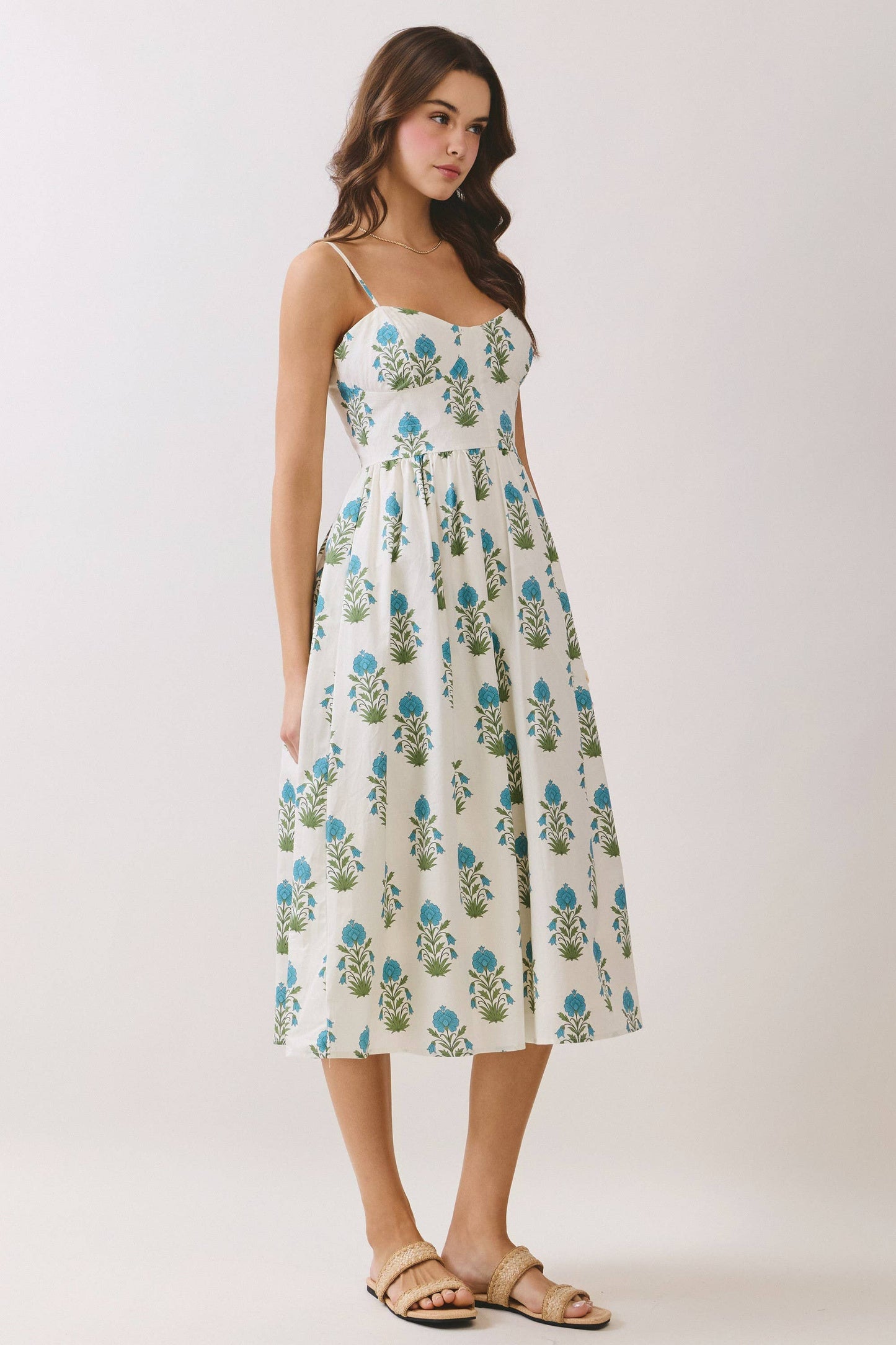 Sweetheart Floral Midi Dress