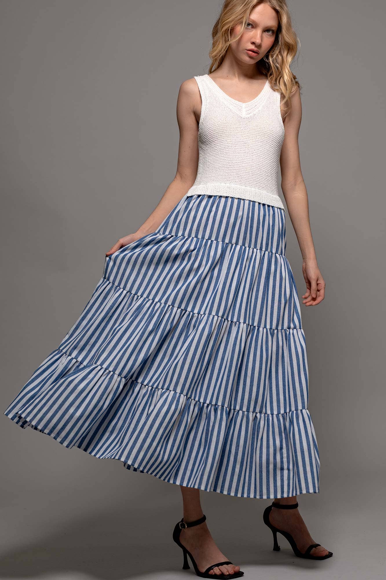 Striped Tiered Spring Maxi Dress