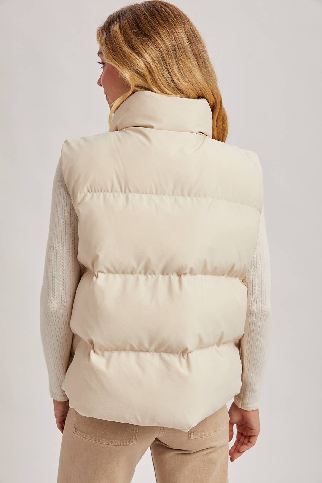 Puffer Vest:  Ecru
