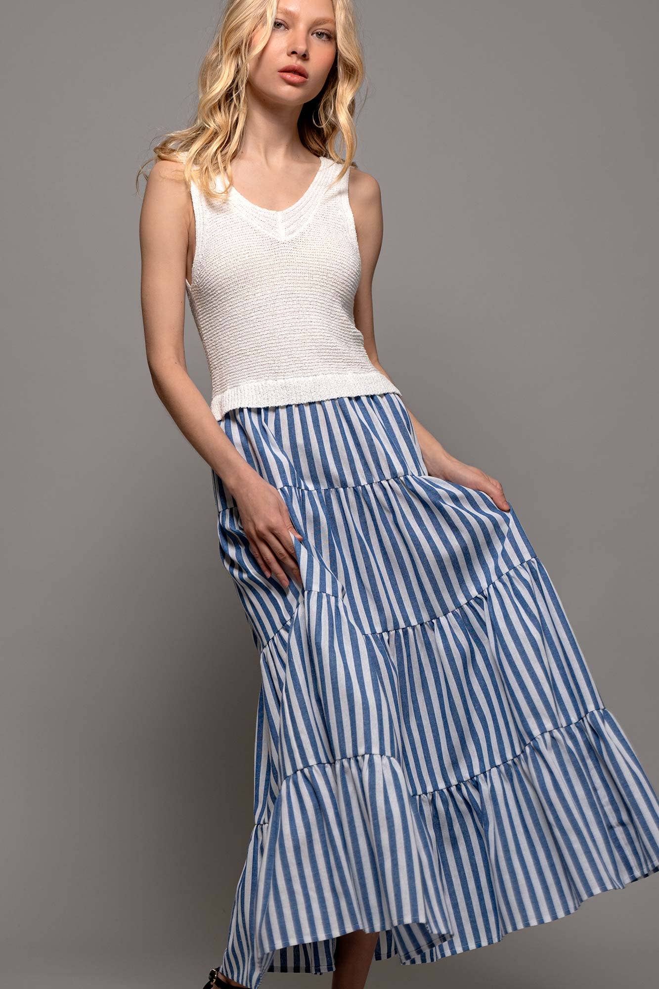 Striped Tiered Spring Maxi Dress