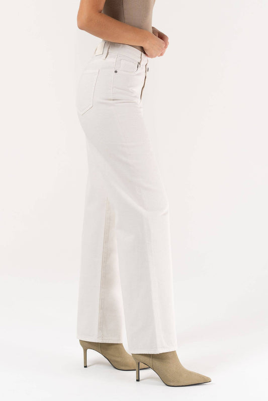 White Crossover Waistband Jeans