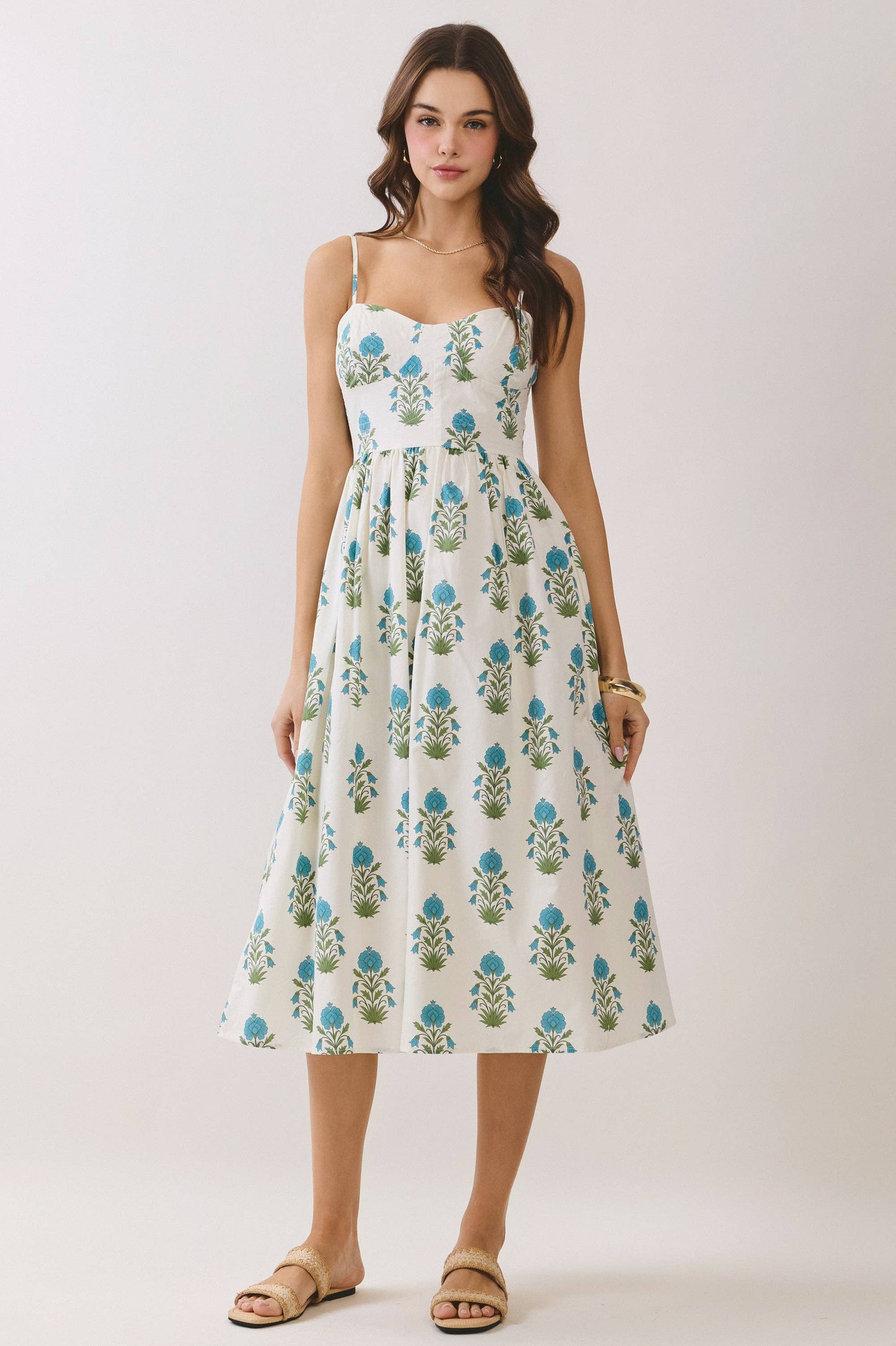 Sweetheart Floral Midi Dress