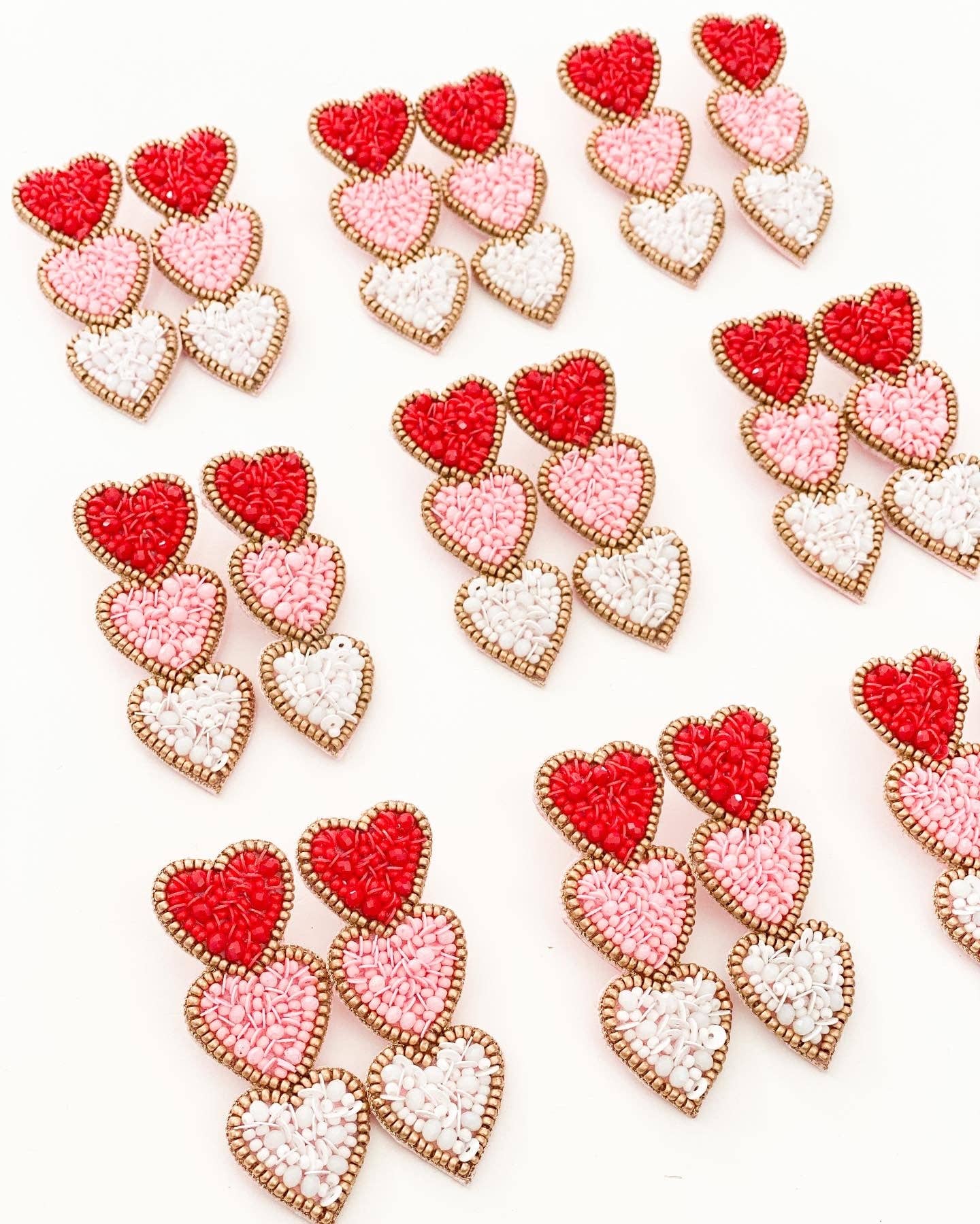 Triple Heart Valentines Earrings