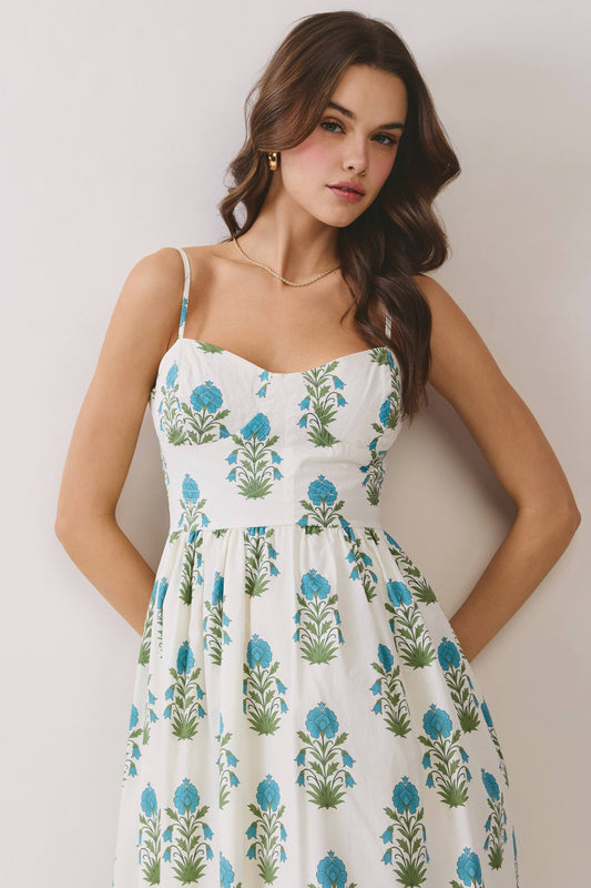 Sweetheart Floral Midi Dress