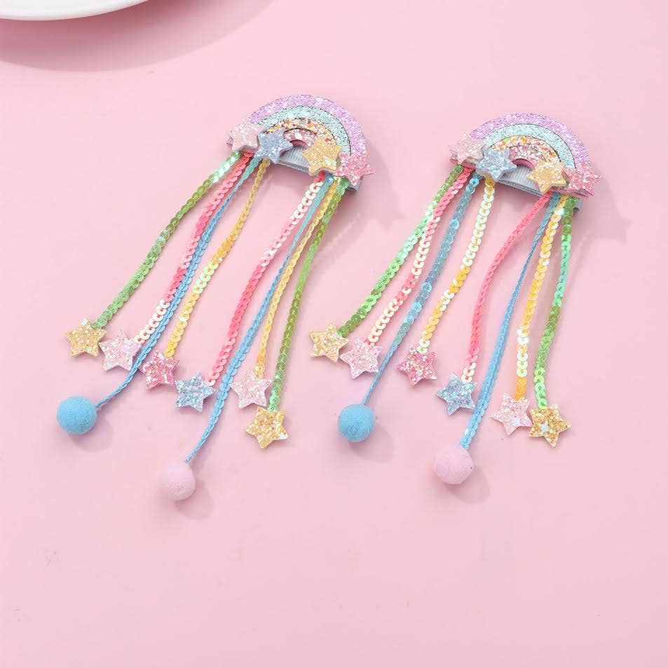 Rainbow Ribbons hair clip set