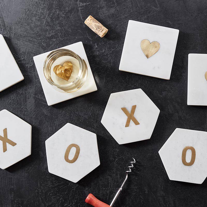 Heart Marble Coasters Set